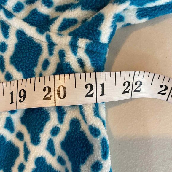 Lands End Pullover Fleece Sweatshirt Large 14-16 Teal Blue White Diamond 1/4 Zip - Picture 9 of 12